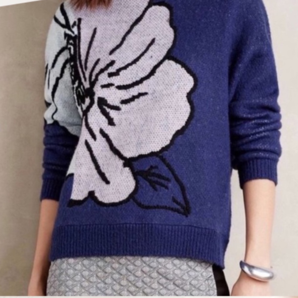 Anthropologie HWR Floral Mohair Sweater. M